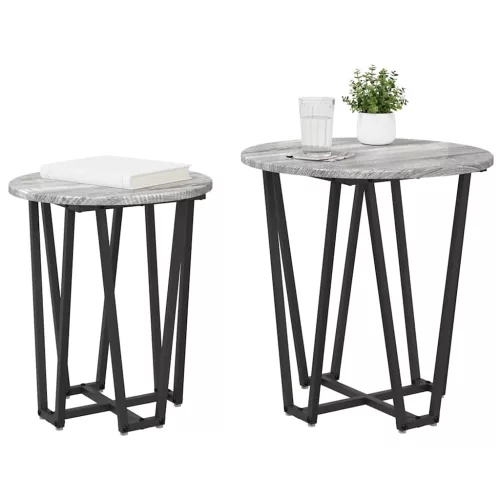 Kisasztal készlet 2 pcs Szürke sonoma és Fekete