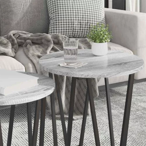 Kisasztal készlet 2 pcs Szürke sonoma és Fekete