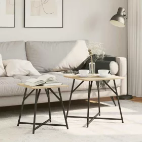   Kisasztal készlet 2 pcs Sonoma tölgy és Fekete 50 x 50 x 50 cm