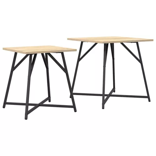 Kisasztal készlet 2 pcs Sonoma tölgy és Fekete 50 x 50 x 50 cm