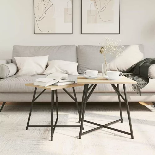 Kisasztal készlet 2 pcs Sonoma tölgy és Fekete 50 x 50 x 50 cm