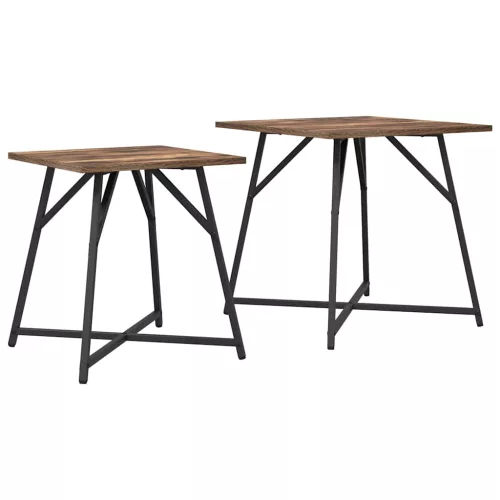 Kisasztal készlet 2 pcs Füstölt tölgy és Fekete 50 x 50 x 50 cm