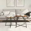 Kisasztal készlet 2 pcs Füstölt tölgy és Fekete 50 x 50 x 50 cm