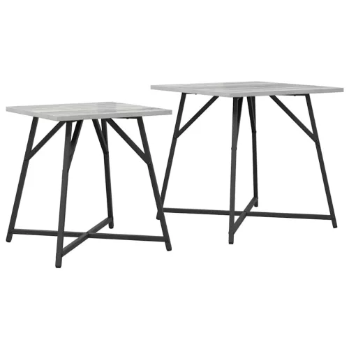 Kisasztal készlet 2 pcs Szürke sonoma és Fekete 50 x 50 x 50 cm