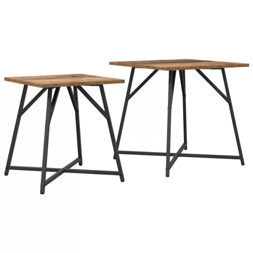 Kisasztal készlet 2 pcs Régi fa és fekete 50 x 50 x 50 cm