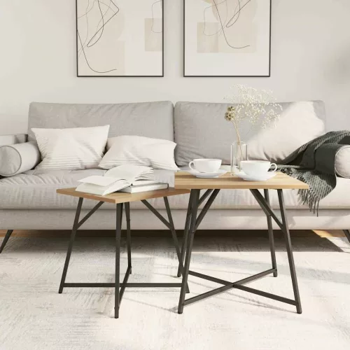 Kisasztal készlet 2 pcs Artisan tölgy és fekete 50 x 50 x 50 cm
