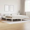 Ágykeret fejtámlával Fehér 220 x 200 cm Tömör fenyőfa