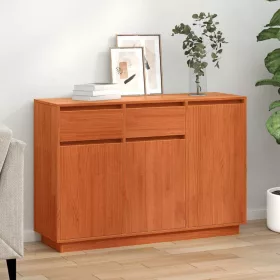 Széf fiókkal Viaszbarna 110 x 34 x 75 cm Tömör fenyőfa