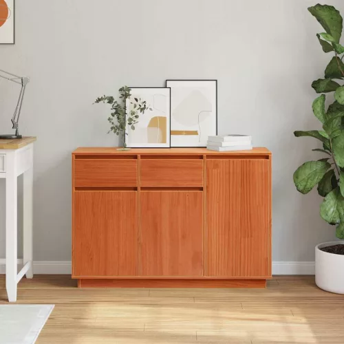 Széf fiókkal Viaszbarna 110 x 34 x 75 cm Tömör fenyőfa
