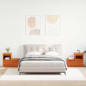   Éjjeliszekrény 2 pcs Viaszbarna 60 x 34 x 51 cm Tömör fenyőfa