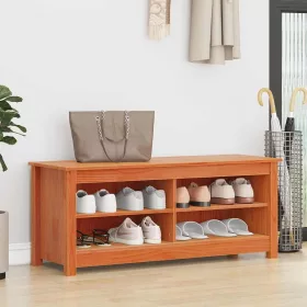   Cipőpad polcokkal Viaszbarna 110 x 38 x 45.5 cm Tömör fenyőfa