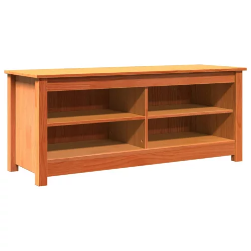 Cipőpad polcokkal Viaszbarna 110 x 38 x 45.5 cm Tömör fenyőfa