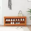 Cipőpad polcokkal Viaszbarna 110 x 38 x 45.5 cm Tömör fenyőfa