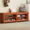 Cipőpad polcokkal Viaszbarna 160 x 36.5 x 50 cm Tömör fenyőfa