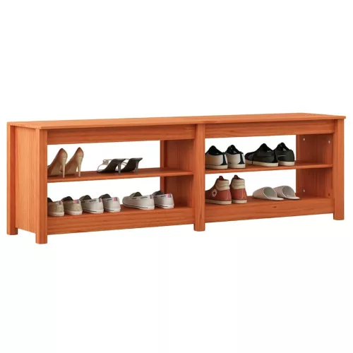 Cipőpad polcokkal Viaszbarna 160 x 36.5 x 50 cm Tömör fenyőfa