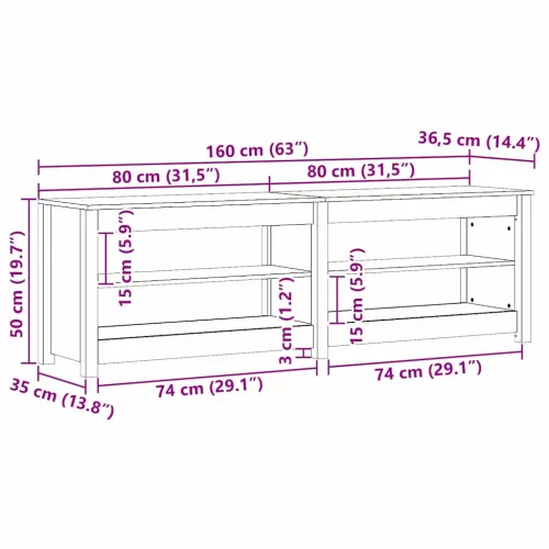 Cipőpad polcokkal Viaszbarna 160 x 36.5 x 50 cm Tömör fenyőfa