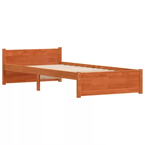 Ágykeret fejtámlával Viaszbarna 75 x 190 cm Tömör fenyőfa