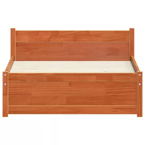 Ágykeret fejtámlával Viaszbarna 90 x 200 cm Tömör fenyőfa