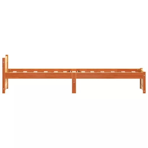 Ágykeret fejtámlával Viaszbarna 90 x 200 cm Tömör fenyőfa