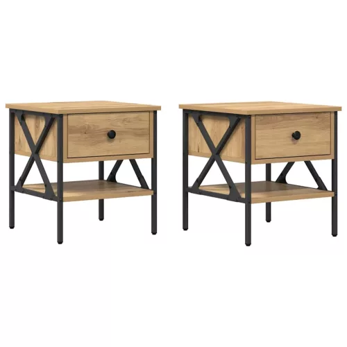 Éjjeli szekrény fiókkal 2 pcs kézműves tölgy 40 x 42 x 45 cm