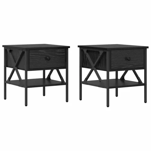 Éjjeli szekrény fiókkal 2 pcs Musta tammi 40 x 42 x 45 cm