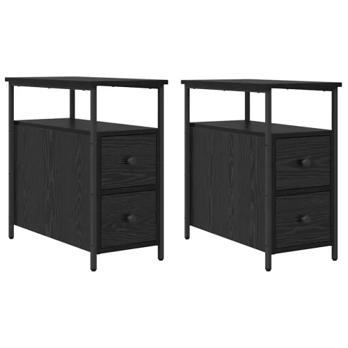 Éjjeliszekrény 2 pcs Musta tammi 30 x 60 x 60 cm Faanyag