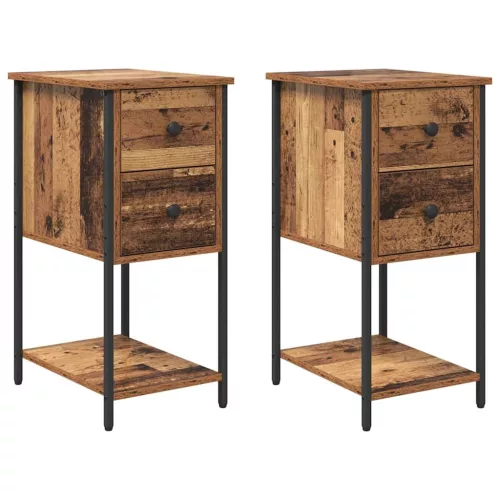 Éjjeliszekrény fiókkal 2 pcs Régi fa 32 x 42 x 70 cm Faanyag