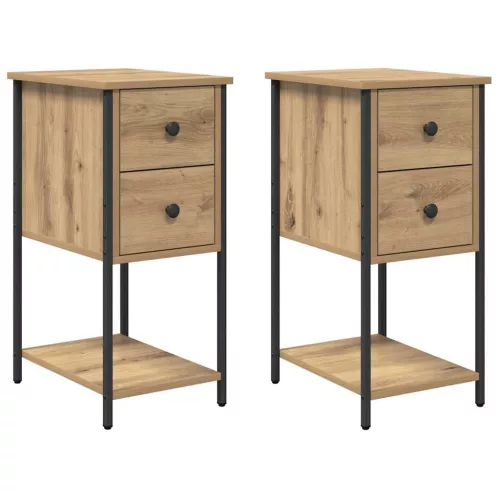 Éjjeliszekrény 2 pcs kézműves tölgy 32 x 42 x 70 cm Faanyag