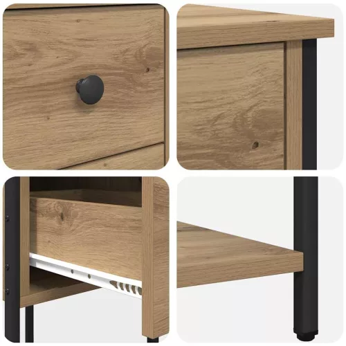Éjjeliszekrény 2 pcs kézműves tölgy 32 x 42 x 70 cm Faanyag