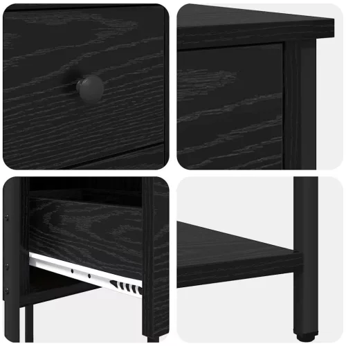 Éjjeliszekrény 2 pcs Musta tammi 32 x 42 x 70 cm Faanyag