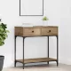 Konzolasztal fiókkal kézműves tölgy 75 x 34.5 x 75 cm Faanyag