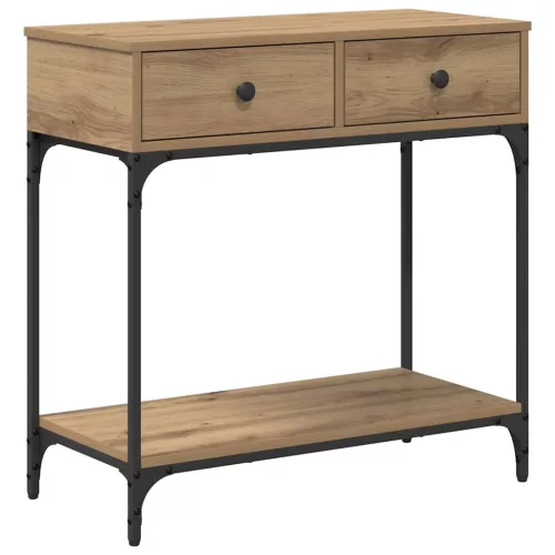 Konzolasztal fiókkal kézműves tölgy 75 x 34.5 x 75 cm Faanyag