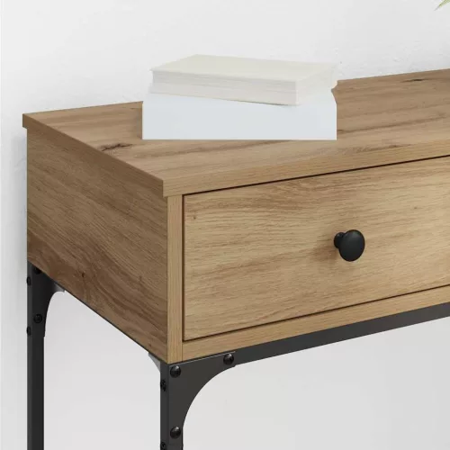 Konzolasztal fiókkal kézműves tölgy 75 x 34.5 x 75 cm Faanyag
