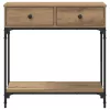 Konzolasztal fiókkal kézműves tölgy 75 x 34.5 x 75 cm Faanyag