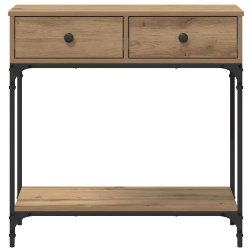 Konzolasztal fiókkal kézműves tölgy 75 x 34.5 x 75 cm Faanyag