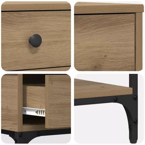 Konzolasztal fiókkal kézműves tölgy 75 x 34.5 x 75 cm Faanyag