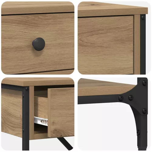 Konzolasztal fiókkal polcokkal Egyéb tárolóval kézműves tölgy