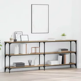   Konzolasztal kézműves tölgy 200 x 29 x 75 cm Mérnöki fa és fém