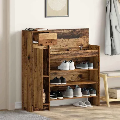 Cipősszekrény fiókkal Régi fa 100.5 x 28 x 100 cm Faanyag