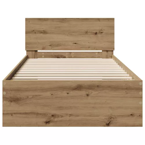 Ágykeret fejtámlával kézműves tölgy 90 x 200 cm Faanyag