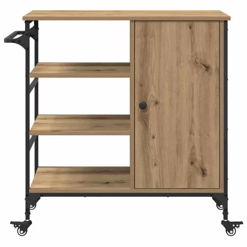 Konyhai kocsi Kézműves tölgy és fekete 87.5 x 38.5 x 84.5 cm