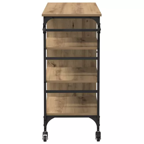 Konyhai kocsi Kézműves tölgy és fekete 87.5 x 38.5 x 84.5 cm
