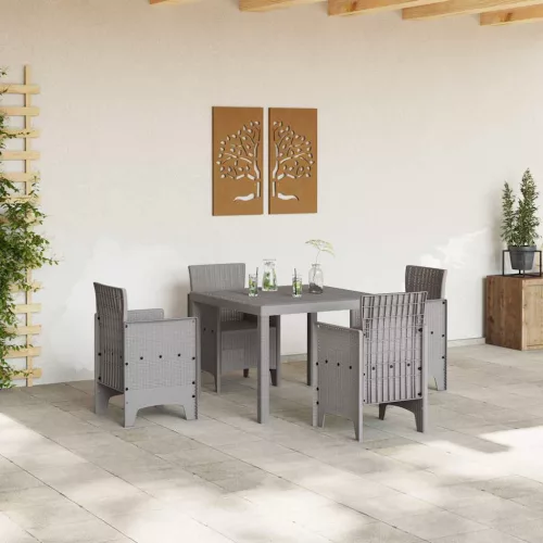 Kerti Asztal Világosszürke 100 x 100 x 73 cm polirattan