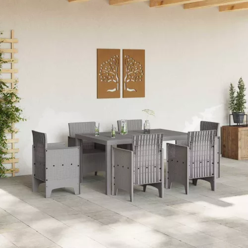 Kerti Asztal Világosszürke 150 x 100 x 73 cm polirattan