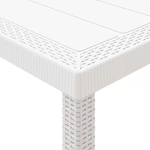 Kerti Asztal Fehér 200 x 100 x 73 cm polirattan