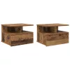 Lebegő éjjeliszekrény 2 pcs Régi fa 40 x 31 x 27 cm Faanyag