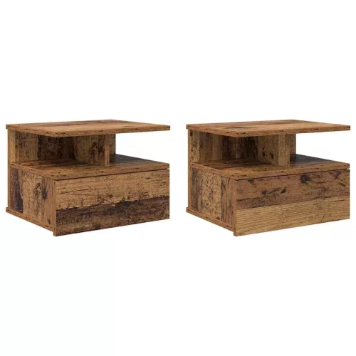 Lebegő éjjeliszekrény 2 pcs Régi fa 40 x 31 x 27 cm Faanyag