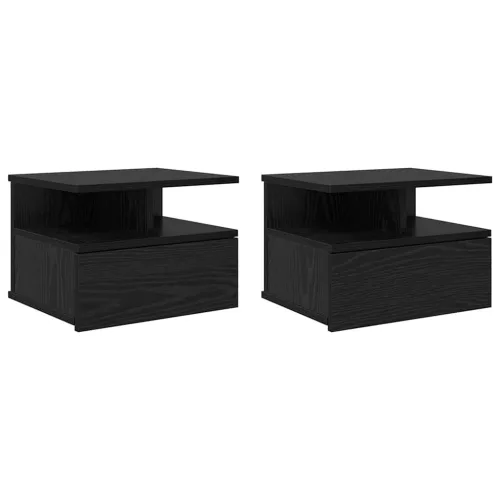Lebegő éjjeliszekrény 2 pcs Musta tammi 40 x 31 x 27 cm Faanyag