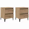 Éjjeliszekrény 2 pcs kézműves tölgy 40 x 35 x 50 cm Faanyag