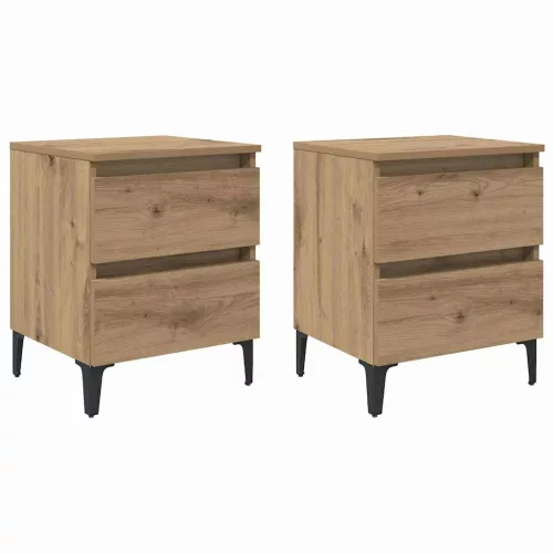 Éjjeliszekrény 2 pcs kézműves tölgy 40 x 35 x 50 cm Faanyag